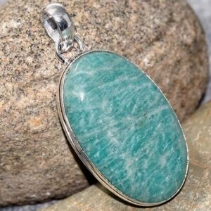 "Stone of Courage & Truth" Amazonite 925 Silver Plated Talisman Pendant